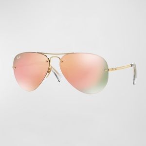 Ray-Ban Pink Rimless Aviator Sunglasses